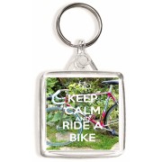 Keep Calm and Ride a Bike - Square Keyring