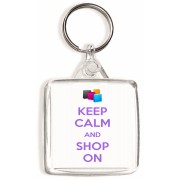 Keep Calm and Shop On - Square Keyring