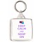 Keep Calm and Shop On - Square Keyring