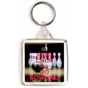 Keep Calm and Go Bowling - Square Keyring