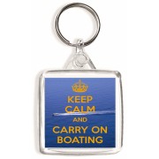 Keep Calm and Carry On Boating - Square Keyring