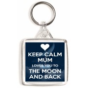Keep Calm Mum Loves you to the Moon and Back - Square Keyring