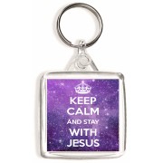 Keep Calm and Stay with Jesus - Square Keyring