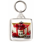 Keep Calm and Eat Cheesecake - Square Keyring