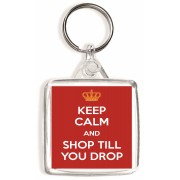 Keep Calm and Shop Till you Drop - Square Keyring