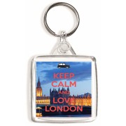Keep Calm and Love London - Square Keyring