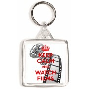 Keep Calm and Watch Films - Square Keyring