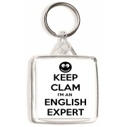 Keep Clam I'm an English Expert - Square Keyring