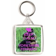 Keep Calm Luv Yorkshire Terriers - Square Keyring