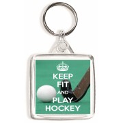 Keep Fit and Play Hockey - Square Keyring