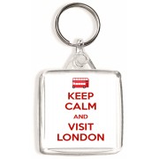 Keep Calm and Visit London - Square Keyring