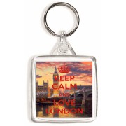 Keep Calm and Love London - Square Keyring