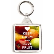 Keep Calm and Love Fruit - Square Keyring
