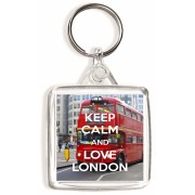 Keep Calm and Love London - Square Keyring