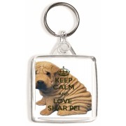 Keep Calm and Love Shar Pei - Square Keyring