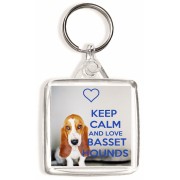 Keep Calm and Love Basset Hounds - Square Keyring