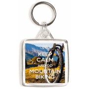 Keep Calm and Go Mountain Biking - Square Keyring