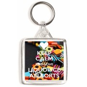 Keep Calm and Love Liquorice Allsorts - Square Keyring