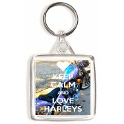 Keep Calm and Love Harleys - Square Keyring