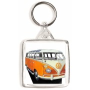 Picture of an Orange VW Camper Van - Square Keyring