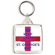 Keep Calm and Happy St. George's Day - Square Keyring