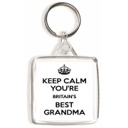 Keep Calm You're Britain's Best Grandma - Square Keyring