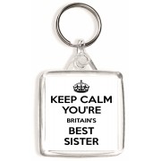 Keep Calm You're Britain's Best Sister - Square Keyring