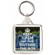 Keep Calm and Think Outside the Box - Square Keyring
