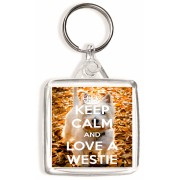 Keep Calm and Love a Westie - Square Keyring