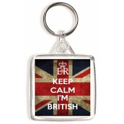 Keep Calm I'm British - Square Keyring