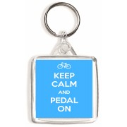 Keep Calm and Pedal On - Square Keyring