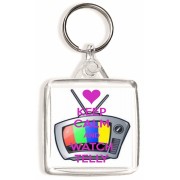 Keep Calm and Watch Telly - Square Keyring