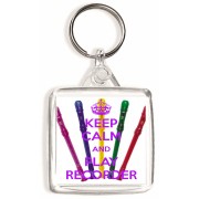Keep Calm and Play Recorder - Square Keyring