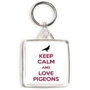 Keep Calm and Love Pigeons - Square Keyring