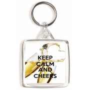 Keep Calm and Cheers - Square Keyring