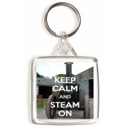 Keep Calm and Steam On - Square Keyring