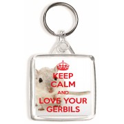 Keep Calm and Love Your Gerbils - Square Keyring