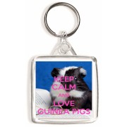 Keep Calm and Love Guinea Pigs - Square Keyring