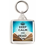 Keep Calm and Read On - Square Keyring
