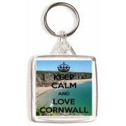 Keep Calm and Love Cornwall - Square Keyring