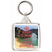 Keep Calm and Love Dorset - Square Keyring