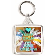 Keep Calm and Love Origami - Square Keyring