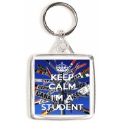 Keep Calm I'm a Student - Square Keyring