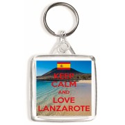 Keep Calm and Love Lanzarote - Square Keyring
