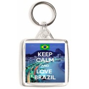 Keep Calm and Love Brazil - Square Keyring