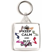 Keep Calm and Buy Shoes - Square Keyring