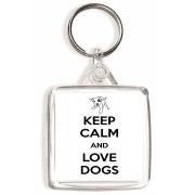 Keep Calm and Love Dogs - Square Keyring