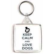 Keep Calm and Love Dogs - Square Keyring
