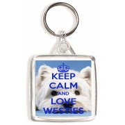 Keep Calm and Love Westies - Square Keyring