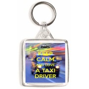Keep Calm and Love a Taxi Driver - Square Keyring